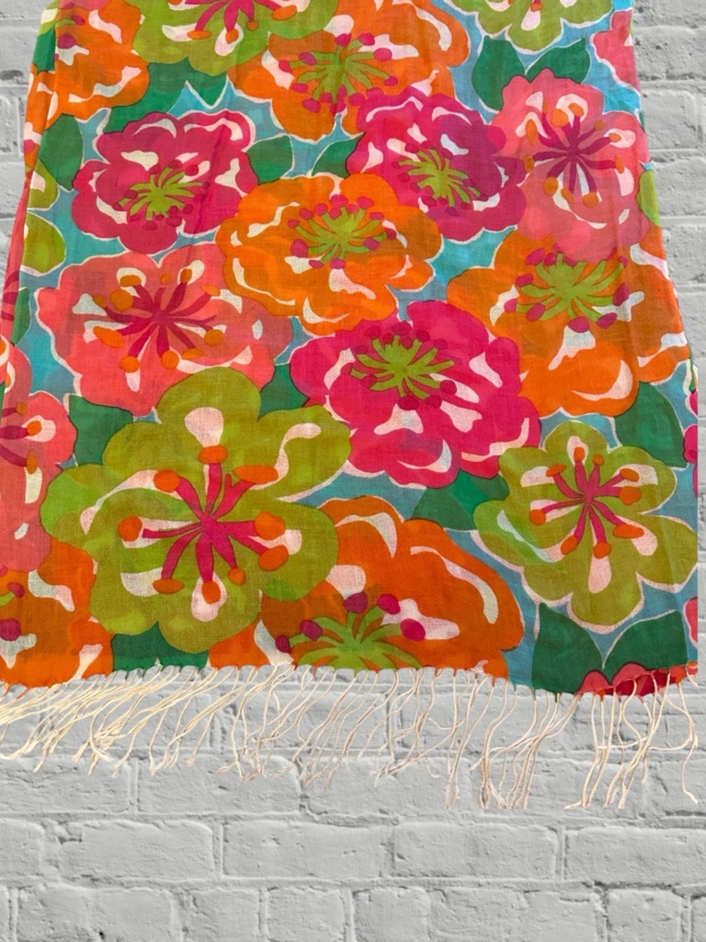 LILLY PULITZER SILK CASHMERE BLEND FLORAL SCARF WRAP 68x27